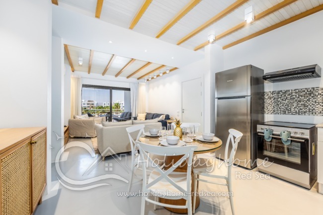 Bright, open living and dining area