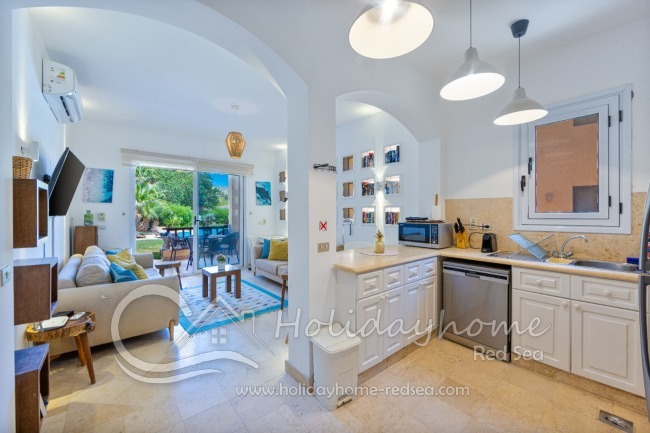 Open kitchen, living room and terrace