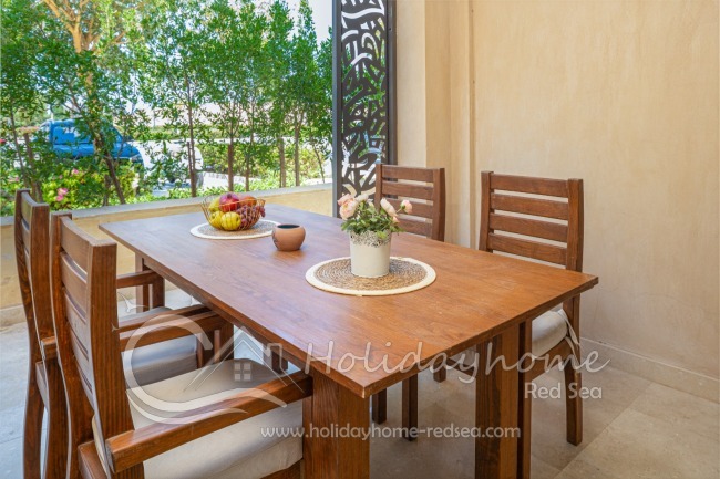 Terrace with large dining table