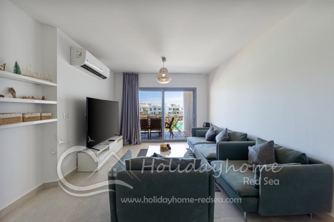 Large smart TV and comfortable couch
